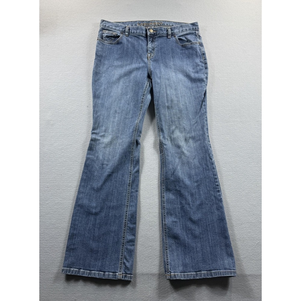 Lands'‎ End Bootcut Jeans Womens 14 Blue Med Wash Stretch Denim Regular 36x33